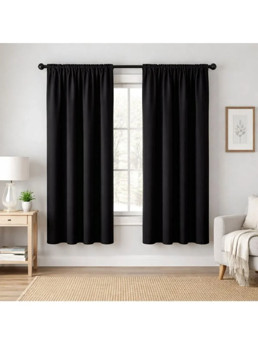 Sun Zero Blackout Curtain Panel 52in x 63in Two Single Panels Rod Pocket NEW